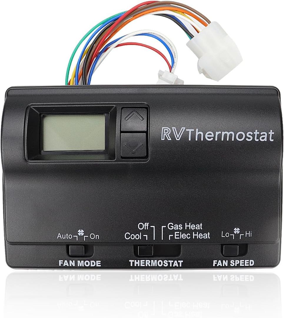 USTAR Upgraded RV 6536A3351 Digital Thermostat Compatible with Coleman Mach, Two-Stage Digital Thermostat Fit for Heat Pump and Gas Furnace, Wall-Mounted Black