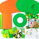 Winlyn 12 Sets St. Patrick's Day Shamrock Wreath Sign Decorations Foam St. Patrick's Day Craft Kits Lucky Shamrock Four-Leaf Clover Rainbow Foam Stickers for Kids Party Favors Classroom Activities