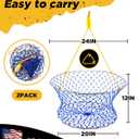 2Pack 24" Stainless Collapsible Crab Net, Crab nets for Crabbing | Crabbing with 50ft Rope, Bait Bag, Clip Ruler Complete Recreational Crabbing Gear for Dock, Pier & Shoreline Fishing