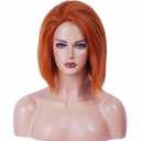 14 Inches Short Straight Auburn Ginger Wigs for Women or Men Doll Cosplay Copper Red Synthetic Hair Wig for Costume or Halloween Party