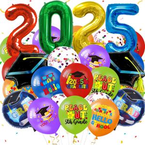 56 Pieces 5TH Grade Graduation Balloons 2025 5TH Grade Graduate Party Decorations Peace Out Fifth Grade Balloon for Celebration Graduation Class Ceremony School Party Supplies