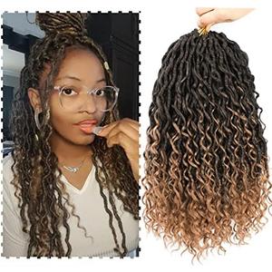 SamBraid Goddess Locs Crochet Hair 14 Inch, 4 Packs New Goddess Faux Locs Crochet Hair for Black Women, River Hair with Curly Ends (14Inch, T27#, 4Packs)