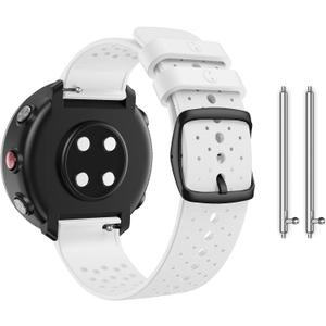 Watch Bands Compatible with Polar Vantage M / M2 / Vantage Grit X/X Pro, 22mm Soft Silicone Replacement Strap (White)