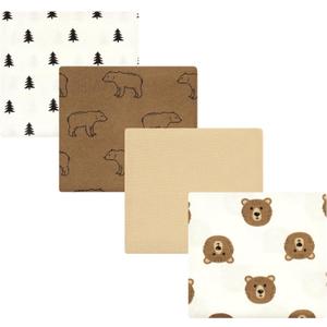 Hudson Baby Unisex Baby Cotton Flannel Receiving Blankets, Brown Bear, One Size