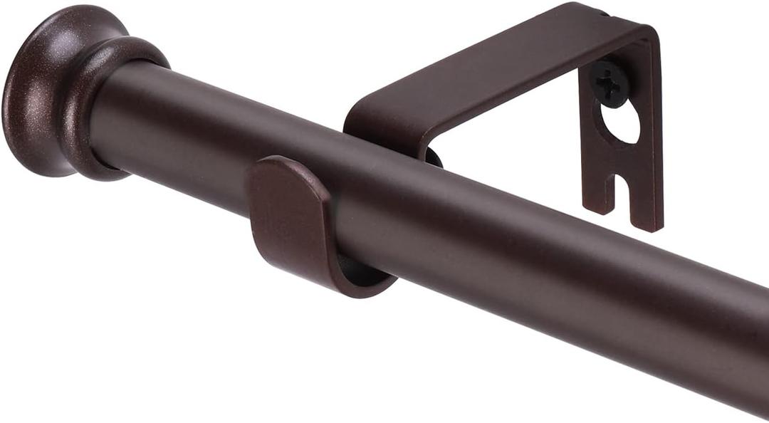 Standard Decorative Window Curtain Rods 30 to 45 Inch,5/8 Inch Diameter Small Curtain Rod Set, Heavy Duty Drapery Rods with Brackets Brown