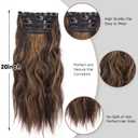 4 x 4Pcs Clip in Hair Extensions, 20 Inches Long Wavy Synthetic Brown Hair Extensions Clip in, for Women and Girls (Color: Dark Brown with Light Brown Highlights)
