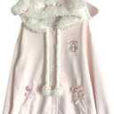 Lunoakvo Women Kawaii Zip Up Hoodie Girls Cute Sheep Cartoon Embroidery Harajuku Long Sleeve Hooded Pullover Sweatshirt Pink, M