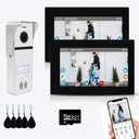 Wired Apartment Video Intercom System 2 Units 7 Inches Touch Monitor Wireless Wifi Video Doorbell System,Video Door Phone Kit,Indoor Outdoor Support Monitoring, Unlock, Dual Way Intercom for Home