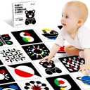 High Contrast Baby Flashcards, Black White Baby Cards with Red Yellow Blue Newborn Toys for Infants Visual Stimulation Brain Sensory Development 20 Pcs 40 Pages 5.7'' x 5.7''(3-6 Months)