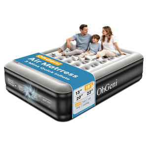OhGeni Air Mattress Queen with Built in Pump, 18" Raised Blow up Bed, 800lb
