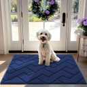 Indoor Doormat, Front Back Door Mat Rubber Backing Non Slip Door Mats 32”x40” Absorbent Resist Dirt Entrance Doormat Inside Floor Mats Rug for Entryway Machine Washable Low-Profile (Navy Blue)
