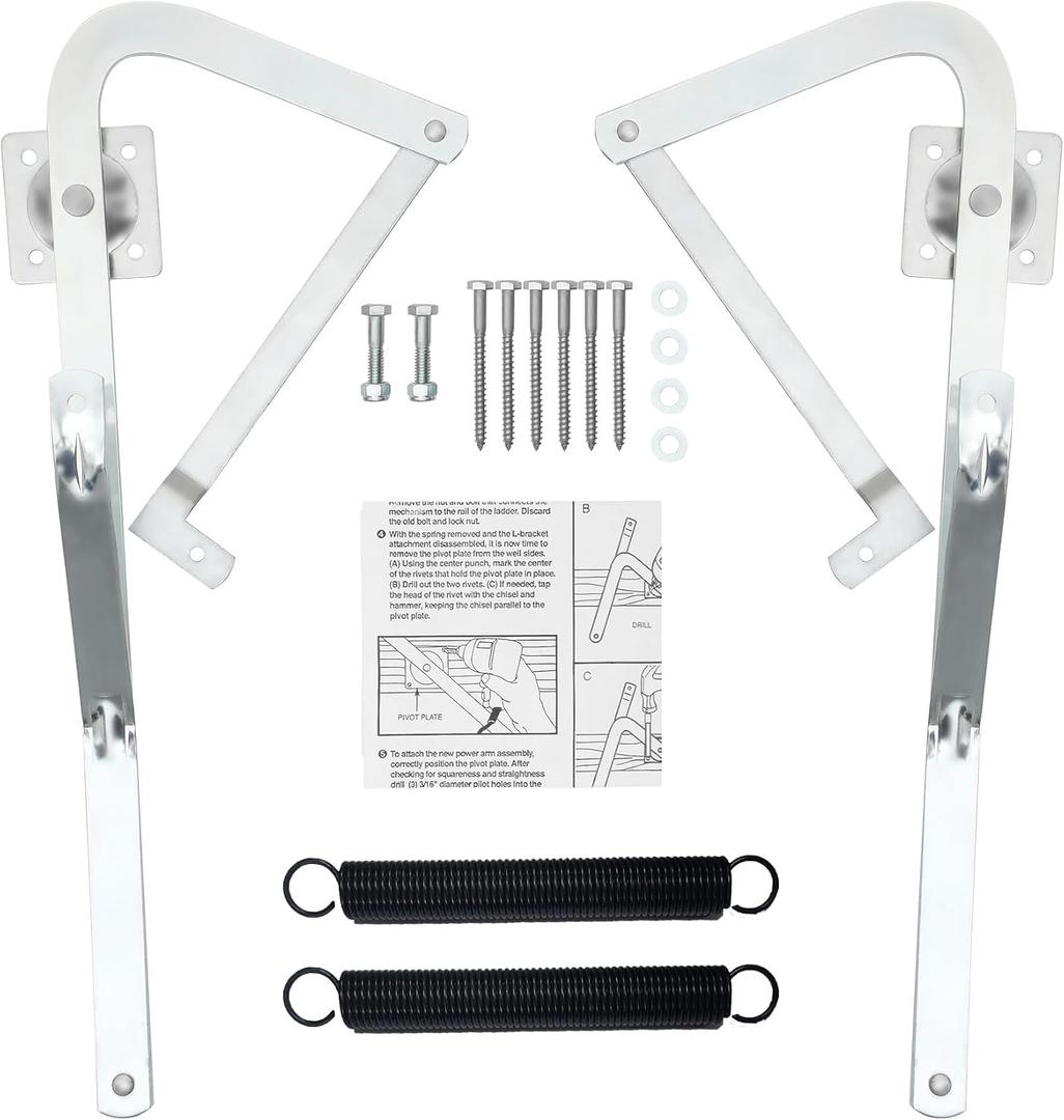 55-2 Attic Ladder Hinge Arms with Springs,Compatible with Werner Mk5, WU2210, W2208, W2210, Suitable for Werner Attic Ladders Manufactured After 2010, Heavy Duty Thick Galvanized Material