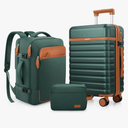 Luggage Sets 3 Piece, Carry On Luggage 20 Inch With Spinner Wheels,PC Hardside Suitcase Set with TSA Lock,Durable Carry On Suitcase With Travel Backpack for Men Women (Green, 3 piece set (20inch))