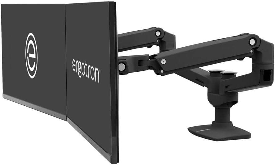 Ergotron  LX Dual Monitor Arm, VESA Desk Mount  for 2 Monitors Up to 27 Inches, 7 to 20 lbs Each  Matte Black