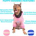 YQYS Dog Hoodie with Leash Hole, Striped Cotton Sweatershirt for Small Dogs, Good Look Outfits in Park, Daily Wear Warm Puppy Apparel for Indoor Outdoor Walking Pink Medium