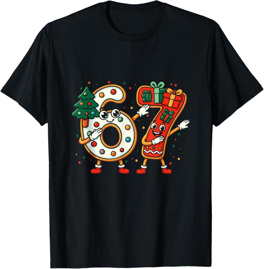 Funny 67 Six Seven Dab Christmas 6 7 Meme Dabbing Boys Girls T-Shirt