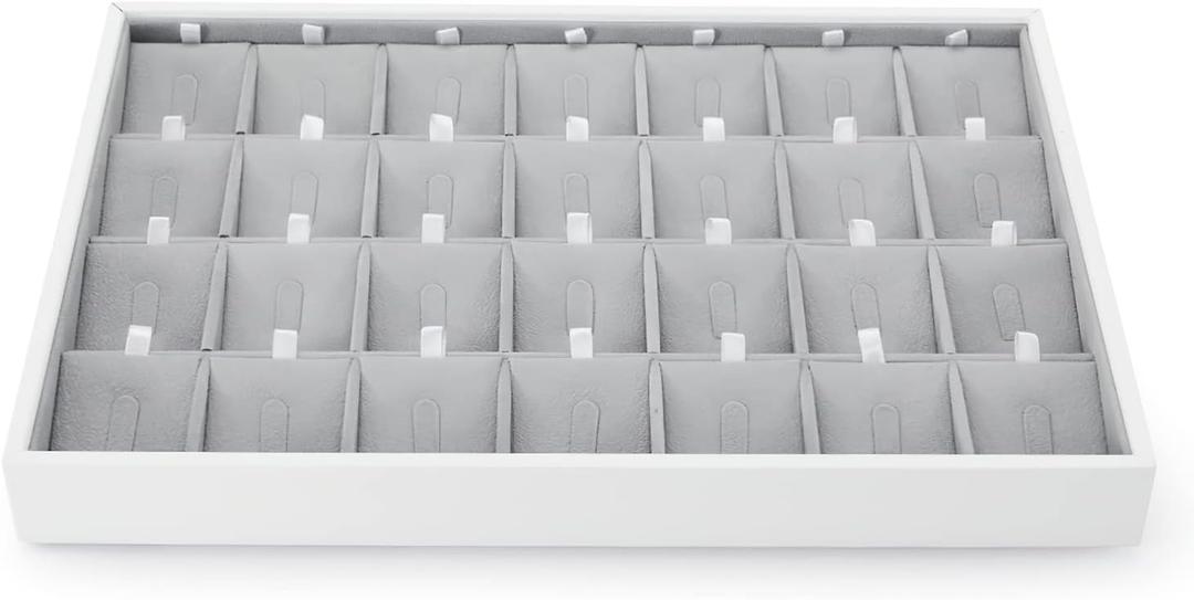 Oirlv 28 Region Ring Display Tray Stackable Jewelry Organizer Trays Leather Rings Storage Case