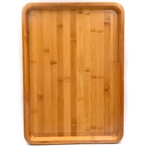 Bamber Large Bamboo Serving Tray Decorative Coffee Tea Platter 18 x 13 x 1.2 Inches