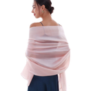 Women Shawls and Wraps for Evening Dresses Like Chiffon Silk Scarf Formal Silky Pashmina Shawls for Weddings, Pink
