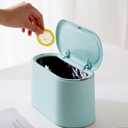 Mini Trash Can with Lid - Removable Small Garbage Can, Tiny Plastic Trash Bin, Pop Up Countertop Wastebasket, Counter Garbage Lint Bin for Bathroom, Office, Kitchen, Desk, Coffee Table (Sky Blue)