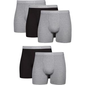 Hanes Men's Boxer Briefs, Cool Dri Moisture-Wicking Underwear, Cotton No-Ride-up for Men, Multi-Packs (Large, Black/Gray - 5 Pack)