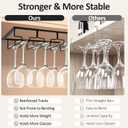 6-Row Wine Glass Holder Under Cabinet, Heavy Duty Metal Hanger | 23.6" Matte Black Stemware Rack for 1218 Glasses, Space Saving Fits Most Wine Glass Styles for Kitchens, Bars and Counters