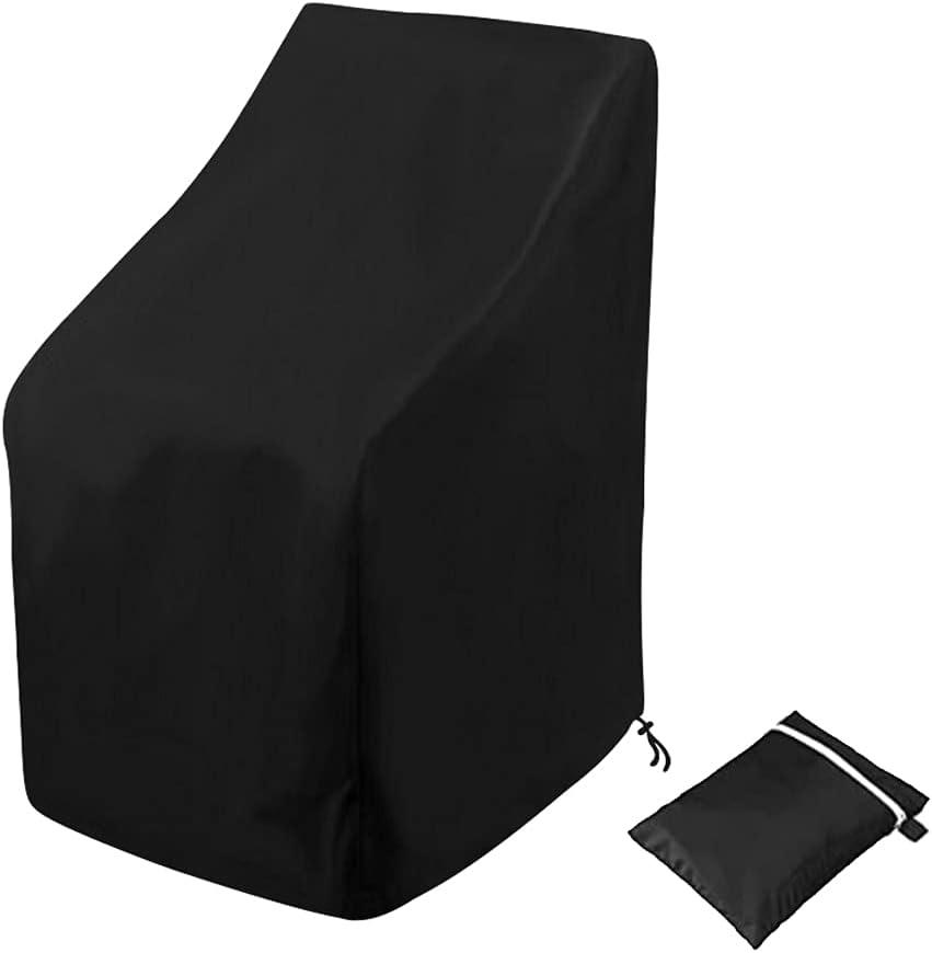 Stacking Outdoor Chair Cover Waterproof, Uranshin Outdoor Patio Furniture Covers Stacked Chairs 210D, Lounge Chair Covers Outdoor Stack Chairs for All Weather Protection, Black, 25"L x 25"W x 47H