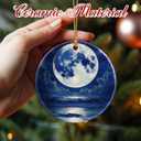 Christmas Ornaments, 2.8 Inch Ceramic Hanging Ornament, Christmas Tree Ornaments, Xmas Decorations, Holiday Decorations, Holiday Party Gifts, and Xmas Gift Ideas - Full Moon Over Ocean