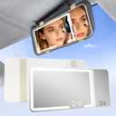 HomeBeyond Car Sun Visor Vanity Mirror with 3X Magnification, Rechargeable LED Makeup Mirror for Car Visor, 3 Colors Dimming Light Touch Control, Universal for Car Truck SUV