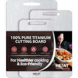 Titanium Cutting Board Set of 3, 100% Pure Titanium Cutting Boards for Kitchen, Non-Toxic, Double-Sided Chopping Boards for Raw & Cooked Food, Handles Included, Dishwasher Safe(S+M+L)