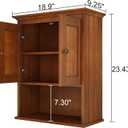 Treocho Wood Wall Cabinet, Bathroom Medicine Cabinet Storage with Doors and Adjustable Shelf, Rustic Cabinet Wall Mounted for Bathroom, Livingroom, Kitchen, Cupboard, Reddish Brown, 18.9 x 9.25 x 23.43 inches