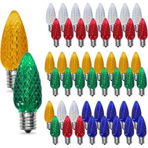 YIMILITE C9 Christmas Light Bulbs 50 Pack, Shatterproof Replacement LED Bulb, Multicolor Fairy Lights for Indoor and Outdoor Holiday Decoration, E17 Base