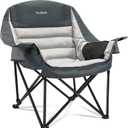 Oversized Camping Chair, Portable Folding Camping Chairs with Side Pocket, Cup Holder and Carry Bag, Heavy Duty Outdoor Camping Chairs for Adults, Fishing, Sports, Trip, up to 400lbs, Style 8 (Gray/Light Gray)