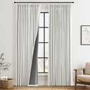 Ivory Pinch Pleated Linen 100% Blackout Curtains 96 Inch Length Pinch Pleat Drapes Back Tab Thermal Insulated Boho Farmhouse Living Room Darkening Bedroom Black Out Window Curtains 2 Panels Set