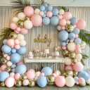 Pink Blue Balloon Garland Double Stuffed Pink Sand White Balloons Dusty Blue White Gold Balloon Arch Kit for Gender Reveal Birthday Baby Shower Wedding Party Decoration