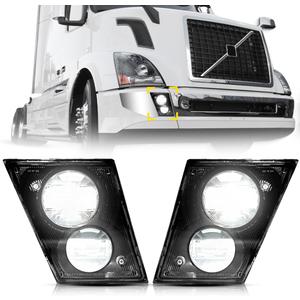 Led Fog Lights lamps Pair Set Compatible with Volvo VNL VN Truck 1997-2015 Passenger Right Driver Left Side,Replacement Fog Light Assembly Black,Two Light