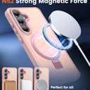 HuwaiH Magnetic Stand for Samsung Galaxy S25 Case, Military-Grade Protection, Anti-Fingerprint Anti-Scratch Translucent Matte Phone case for Samsung Galaxy S25(Pink)