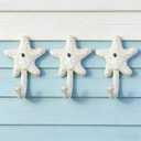 3Pack Cast Iron Starfish Coat Hooks 4.2in Decorative Wall Hooks Nautical Decor Hooks for Pool Towel Holder Bathroom Bedroom and Kitchen