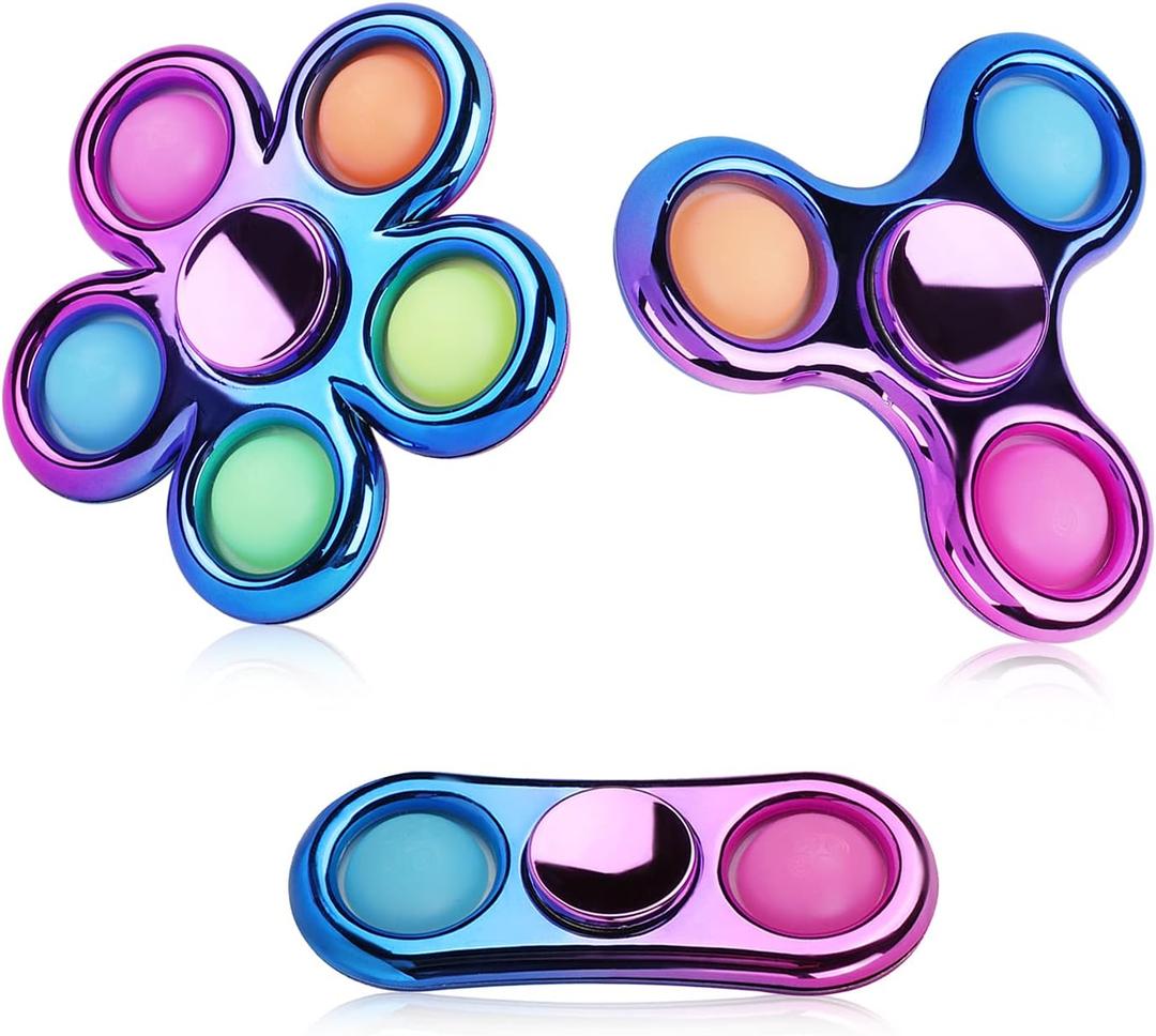 3 Pack Pop Fidget Spinner, Ideal Decompression Fidget Toys Adult Fidget Spinner for Relief, Goodie Bag Stuffers Return Gifts Birthday Party Favors Classroom Carnival Prize for Kids Boys Girls (Purple Blue)