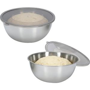 2 Pack Pizza Dough Proofing Container, Stainless Steel Round Dough Proofing Box with Clear Lid, Pizza Storage Container for Cold Fermentation, Bread Rising, Fridge Prep, and Home Bakers