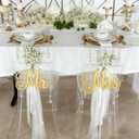 Mr & Mrs Sign for Wedding Chair Decor, Acrylic Gold Mr and Miss Sign,Photo Props, Freestanding Wedding Centerpiece Chair Letters Wedding Decorations for Anniversary,Engagement,Party (Gold, 0.2'')