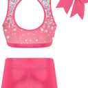 Vogseek Gymnastics Leotards for Girls with Shorts Sparkly Ballet Dance Unitards Biketards Kids Activewear (6-7 Years, Yellow)