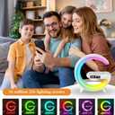 Alarm Clocks For Bedrooms White Speaker Wireless Charger Smart Light Sound Machine Smart Alarm Clocks for bedrooms Night Light Lamp Sunrise Alarm Clock Restroom Bedroom 6.14 inch(Mini-Style G63)