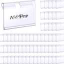 Tatuo 100 Pcs Reusable Plastic Wire Shelf Label Holders, Clear Price Card Sign for Pantry Retail Supermarket Merchandise Shopping Mall Shop Ticket Display Holder Clip on Design, 2.36" L x 1.65" H