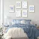 6Pcs Christian Floral Poster Wall Art Inspirational Bible Verses Flower Market Psalm Quotes Painting Picture Wall Decor Blue Bow Aesthetic Canvas Print Artwork for Bedroom Church Home Decoration