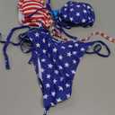 Tainehs Women's Sexy Halter Bikini Set Triangle Top String Swimwear Two Piece Swimsuits Cheeky Bathing Suit American Flag. Medium