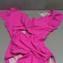 B2prity Women's One Piece Swimsuit Ruffle Cutout Bathing Suits Slimming Tummy Control V Neck Wrap Swimwear (Hot Pink, M)