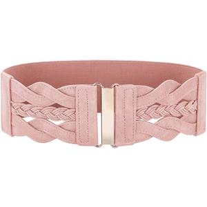 GRACE KARIN Women's Elastic Wide Belts Vintage Stretchy Belt Retro Fashion Cinch Belts for Dresses (XXX-Large, Pink)