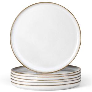 Herogo Ceramic 10.43 Inch Dinner Plates Set of 6, Stoneware Dinner Plate Set, Double Reactive Glaze Large Dinnerware Plates for Kitchen, Microwave, Oven & Dishwasher Safe, Ivory White