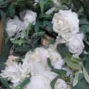 Ling's moment 9FT Spring Flower Garland for Backdrop Decorations - Wedding Arch Flowers, Eucalyptus & Rose, Artificial Floral Garland for Mantel - Sweetheart Table Decor for Reception, White & Sage 